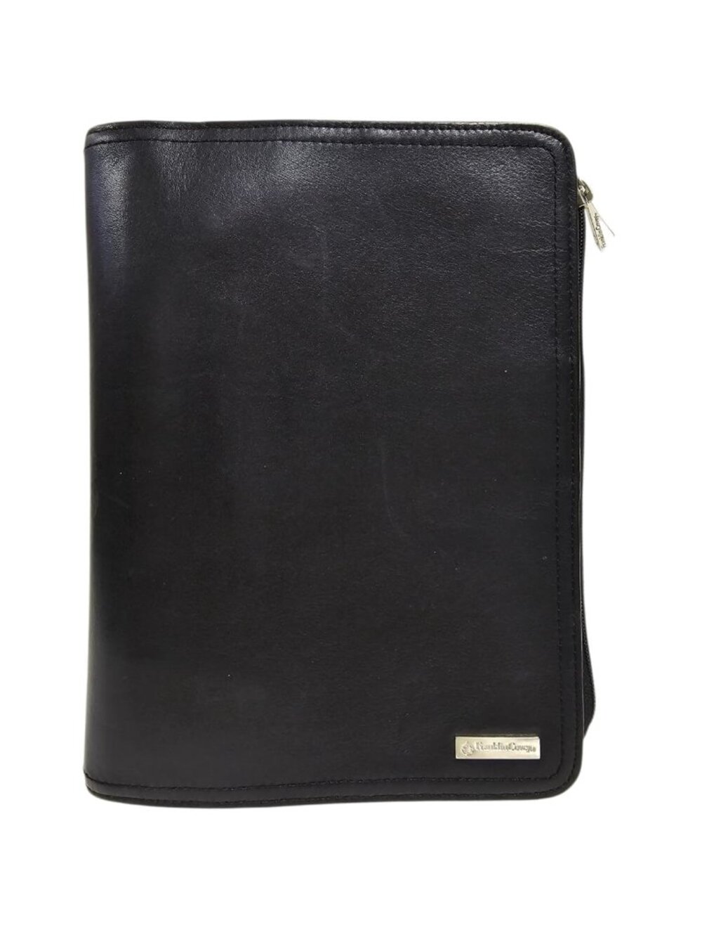 Franklin Covey black leather zippered planner / organizer binder . Made in USA
